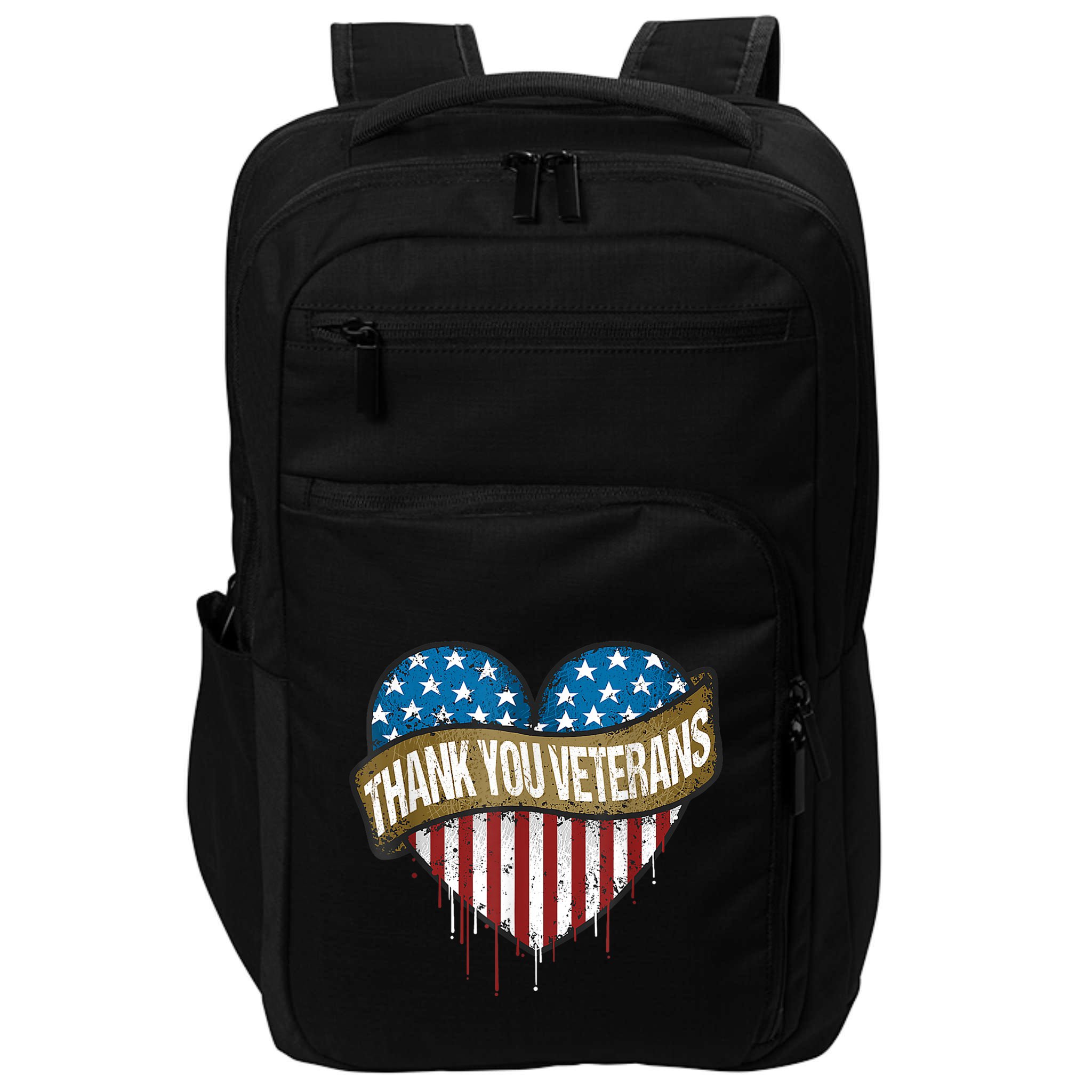 Thank You Veterans Day American Flag Heart Military Army Impact Tech Backpack