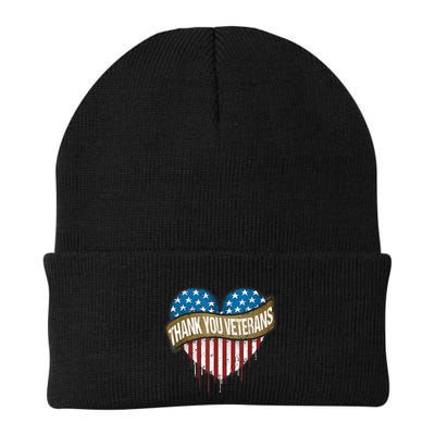 Thank You Veterans Day American Flag Heart Military Army Beanie