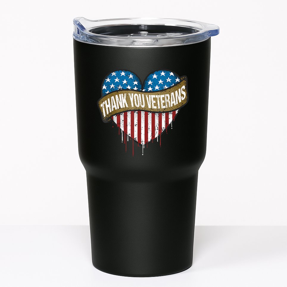 Thank You Veterans Day American Flag Heart Military Army Tumbler