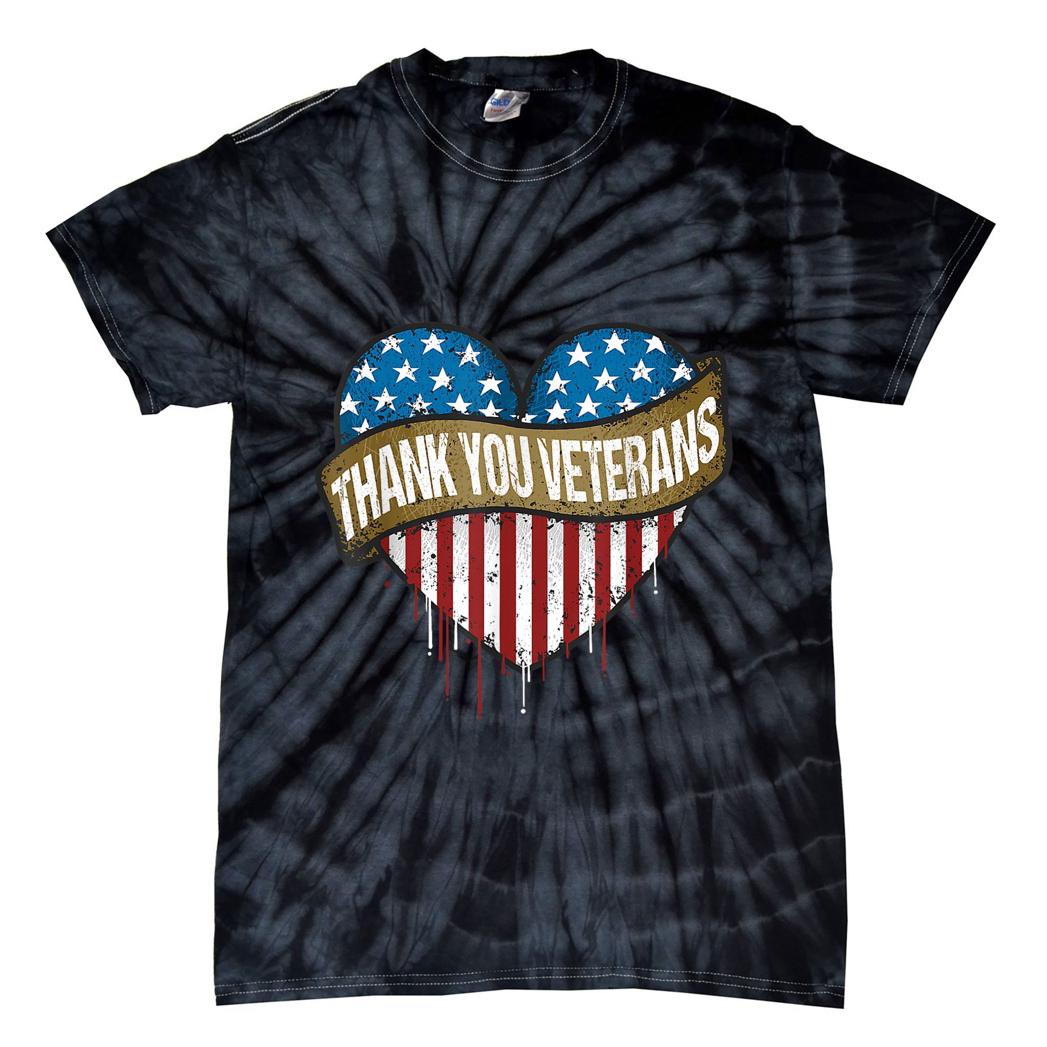 Thank You Veterans Day American Flag Heart Military Army Tie-Dye T-Shirt