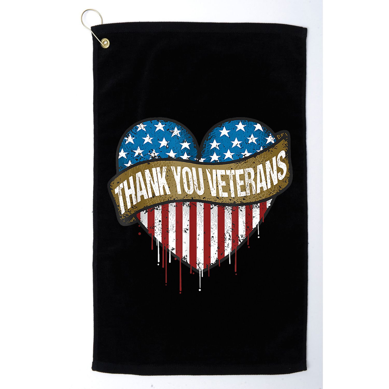 Thank You Veterans Day American Flag Heart Military Army Golf Towel