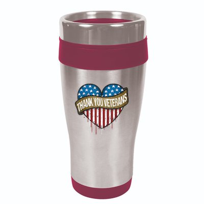 Thank You Veterans Day American Flag Heart Military Army 16oz Travel Tumbler
