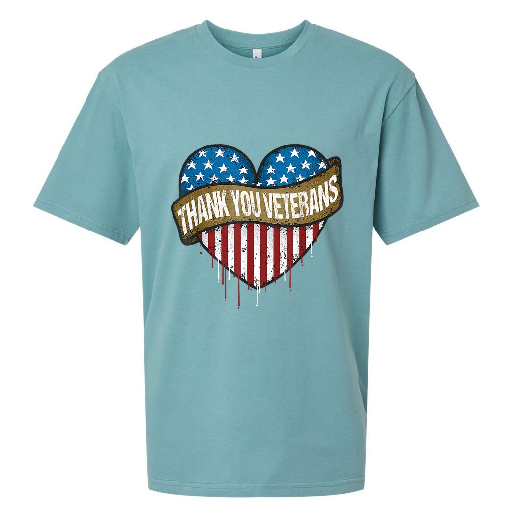 Thank You Veterans Day American Flag Heart Military Army Sueded Cloud Jersey T-Shirt