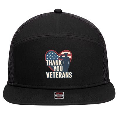 Thank You Veterans 7 Panel Mesh Trucker Snapback Hat