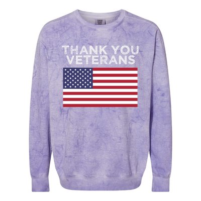 Thank You Veterans For Veterans Day Gift Colorblast Crewneck Sweatshirt