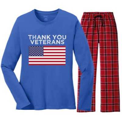 Thank You Veterans For Veterans Day Gift Women's Long Sleeve Flannel Pajama Set 