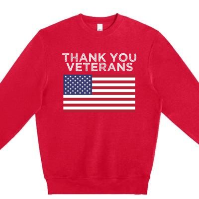 Thank You Veterans For Veterans Day Gift Premium Crewneck Sweatshirt