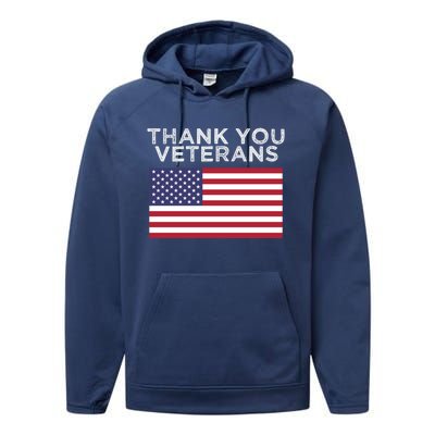 Thank You Veterans For Veterans Day Gift Performance Fleece Hoodie