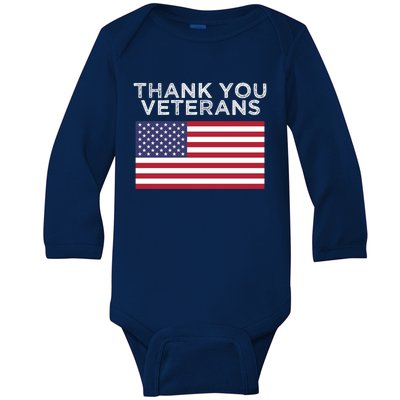 Thank You Veterans For Veterans Day Gift Baby Long Sleeve Bodysuit