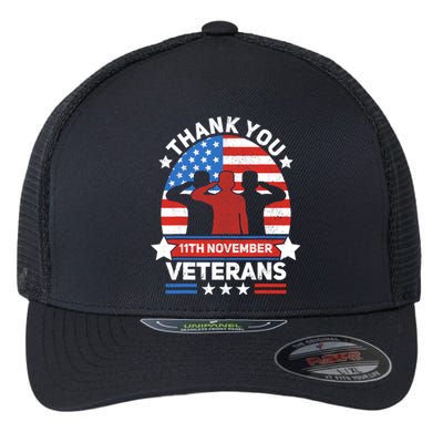 Thank You Veterans Day Patriotic American Flag Usa Veteran Flexfit Unipanel Trucker Cap