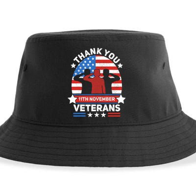 Thank You Veterans Day Patriotic American Flag Usa Veteran Sustainable Bucket Hat