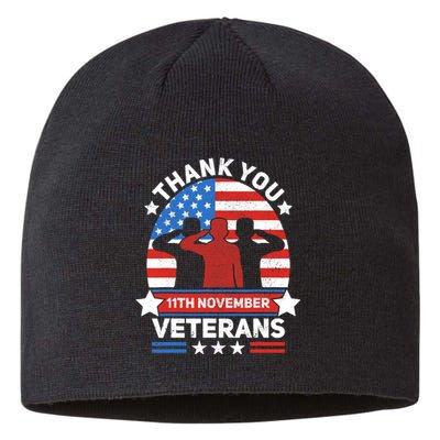 Thank You Veterans Day Patriotic American Flag Usa Veteran Sustainable Beanie