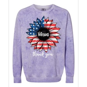 Thank You Veterans Sunflower Us America Flag Patriotic Colorblast Crewneck Sweatshirt