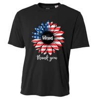 Thank You Veterans Sunflower Us America Flag Patriotic Cooling Performance Crew T-Shirt