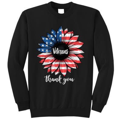 Thank You Veterans Sunflower Us America Flag Patriotic Sweatshirt