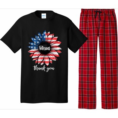 Thank You Veterans Sunflower Us America Flag Patriotic Pajama Set