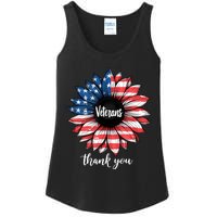 Thank You Veterans Sunflower Us America Flag Patriotic Ladies Essential Tank