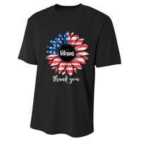 Thank You Veterans Sunflower Us America Flag Patriotic Performance Sprint T-Shirt