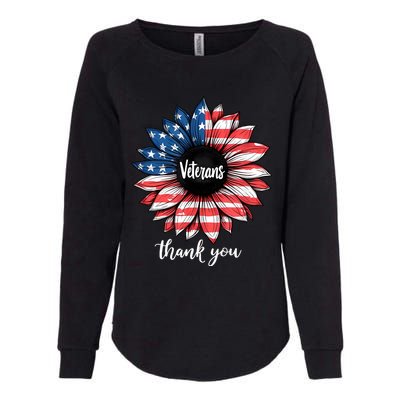 Thank You Veterans Sunflower Us America Flag Patriotic Womens California Wash Sweatshirt