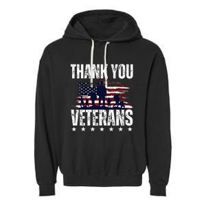 Thank You Veterans Day Memorial Day Partiotic Military Usa Garment-Dyed Fleece Hoodie