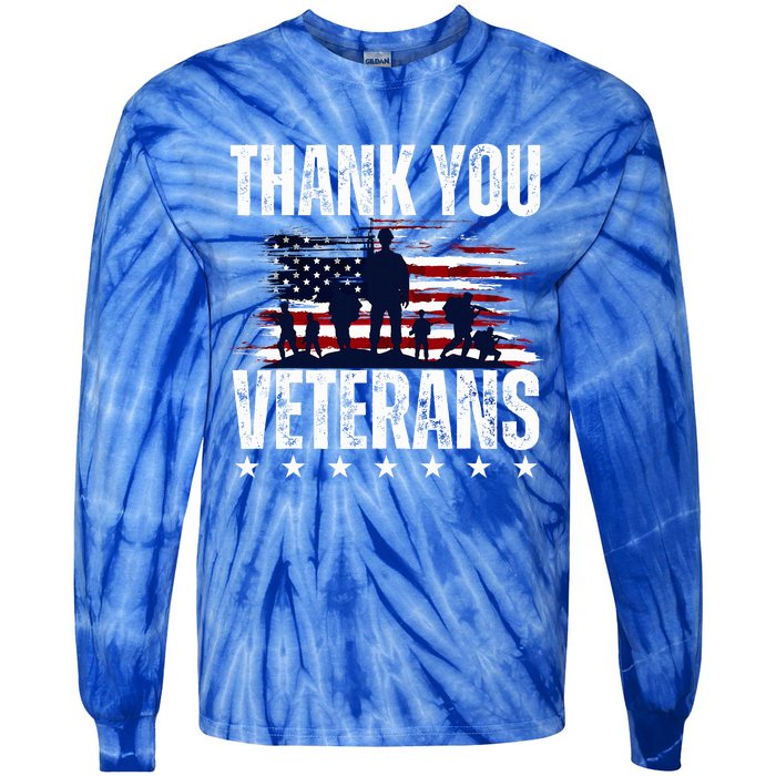 Thank You Veterans Day Memorial Day Partiotic Military Usa Tie-Dye Long Sleeve Shirt