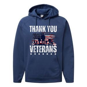 Thank You Veterans Day Memorial Day Partiotic Military Usa Performance Fleece Hoodie