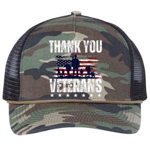 Thank You Veterans Day Memorial Day Partiotic Military Usa Retro Rope Trucker Hat Cap