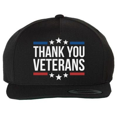 Thank You Veterans Gift Wool Snapback Cap