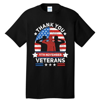 Thank You Veterans Day Patriotic American Flag Usa Veteran Tall T-Shirt