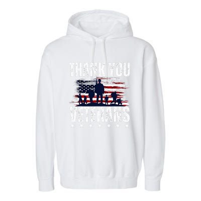 Thank You Veterans Day Memorial Day Partiotic Military Usa Garment-Dyed Fleece Hoodie