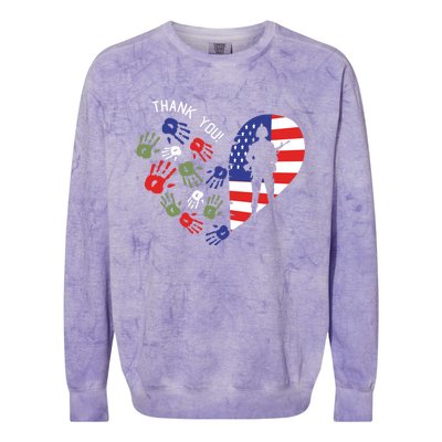 Thank You Veterans Day American Flag Heart Military Army Colorblast Crewneck Sweatshirt