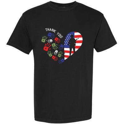 Thank You Veterans Day American Flag Heart Military Army Garment-Dyed Heavyweight T-Shirt