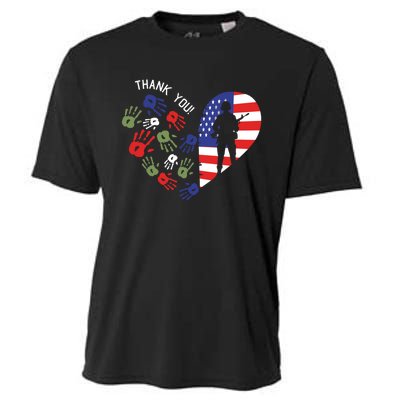 Thank You Veterans Day American Flag Heart Military Army Cooling Performance Crew T-Shirt