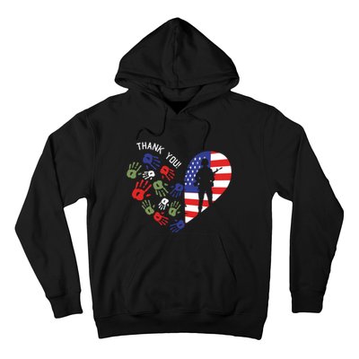 Thank You Veterans Day American Flag Heart Military Army Hoodie