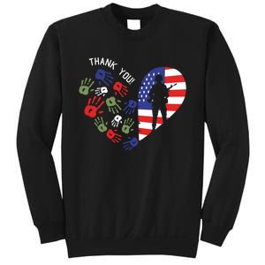 Thank You Veterans Day American Flag Heart Military Army Sweatshirt