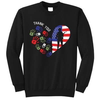 Thank You Veterans Day American Flag Heart Military Army Sweatshirt