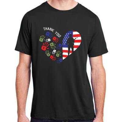 Thank You Veterans Day American Flag Heart Military Army Adult ChromaSoft Performance T-Shirt