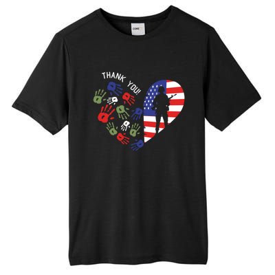 Thank You Veterans Day American Flag Heart Military Army Tall Fusion ChromaSoft Performance T-Shirt