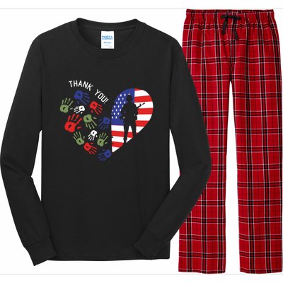 Thank You Veterans Day American Flag Heart Military Army Long Sleeve Pajama Set