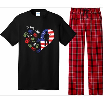 Thank You Veterans Day American Flag Heart Military Army Pajama Set