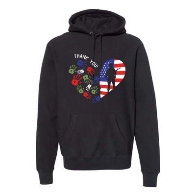 Thank You Veterans Day American Flag Heart Military Army Premium Hoodie