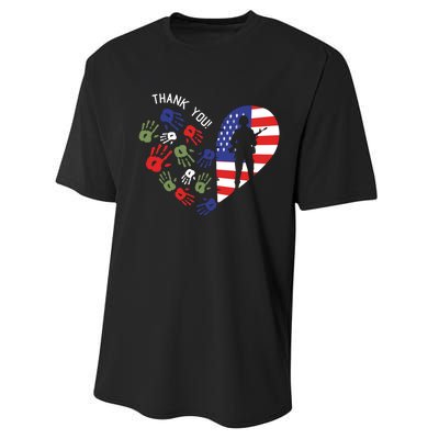 Thank You Veterans Day American Flag Heart Military Army Performance Sprint T-Shirt