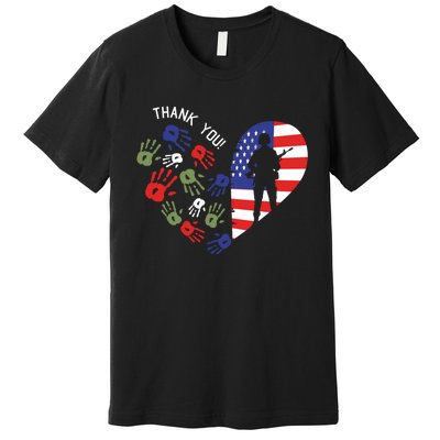 Thank You Veterans Day American Flag Heart Military Army Premium T-Shirt