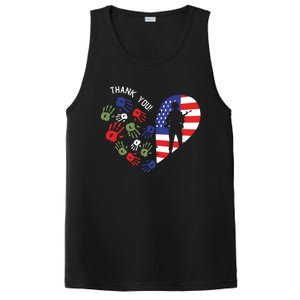 Thank You Veterans Day American Flag Heart Military Army PosiCharge Competitor Tank