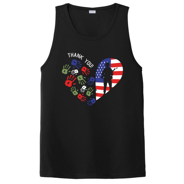 Thank You Veterans Day American Flag Heart Military Army PosiCharge Competitor Tank