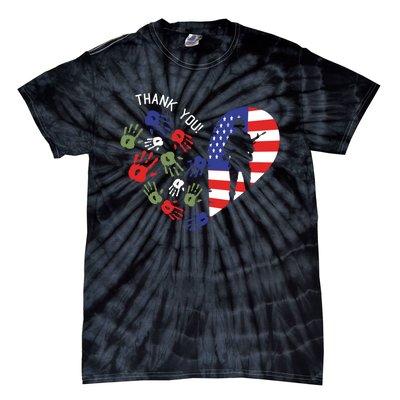 Thank You Veterans Day American Flag Heart Military Army Tie-Dye T-Shirt