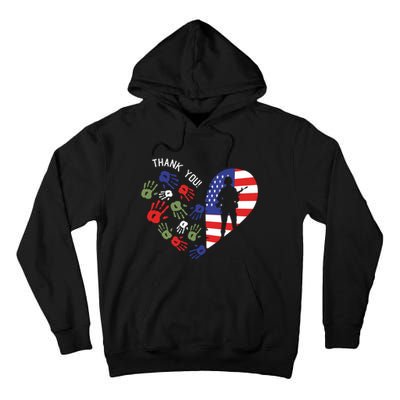 Thank You Veterans Day American Flag Heart Military Army Tall Hoodie