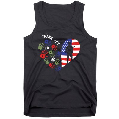 Thank You Veterans Day American Flag Heart Military Army Tank Top