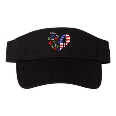 Thank You Veterans Day American Flag Heart Military Army Valucap Bio-Washed Visor