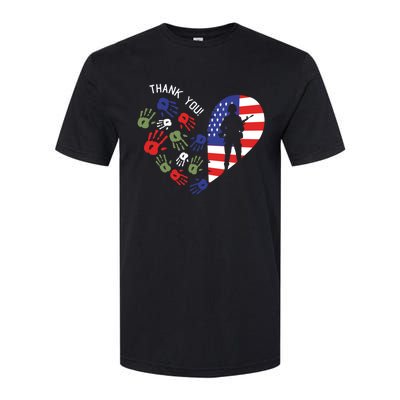 Thank You Veterans Day American Flag Heart Military Army Softstyle CVC T-Shirt